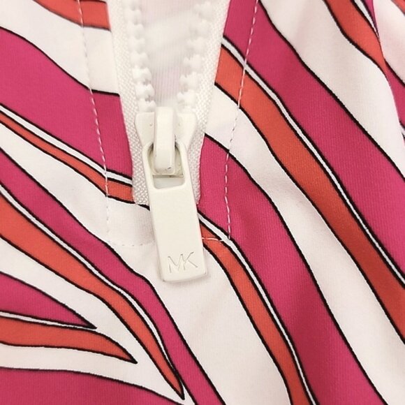 NWT Michael Kors One Piece Long Sleeves Swimsuit Electric Pink Animal Print Sz 8 - Picture 4 of 16